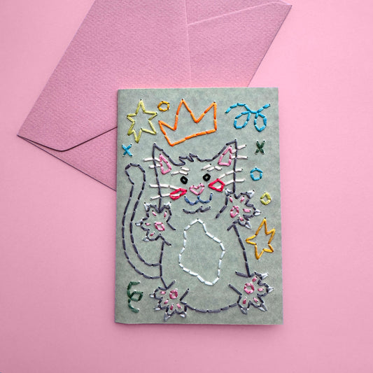 Cat embroidery card