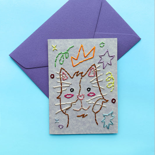 Cat embroidery card