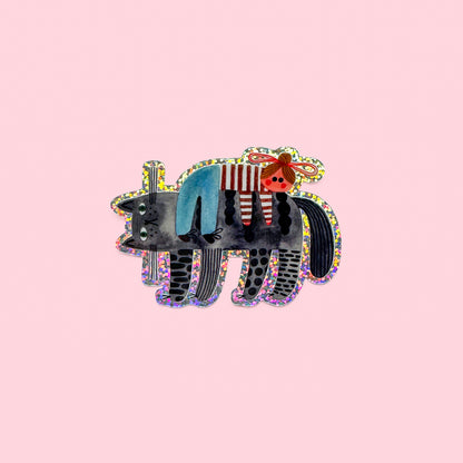 CAT REST glitter sticker
