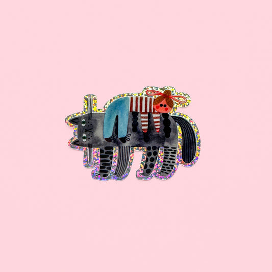 CAT REST glitter sticker