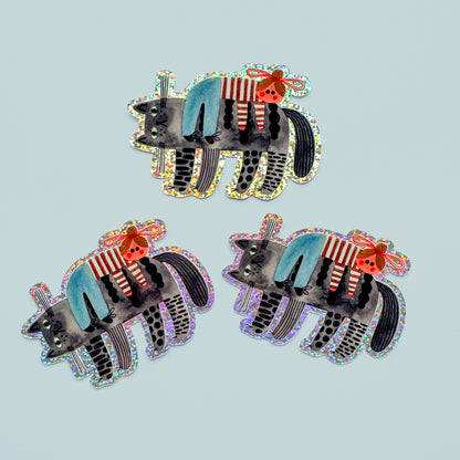 CAT REST glitter sticker