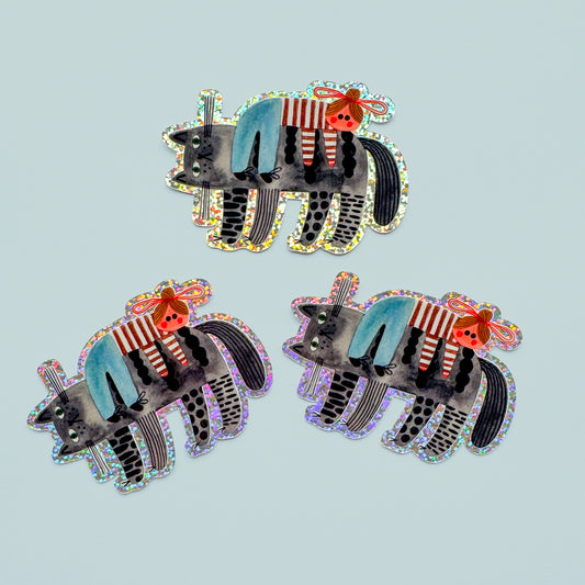 CAT REST glitter sticker