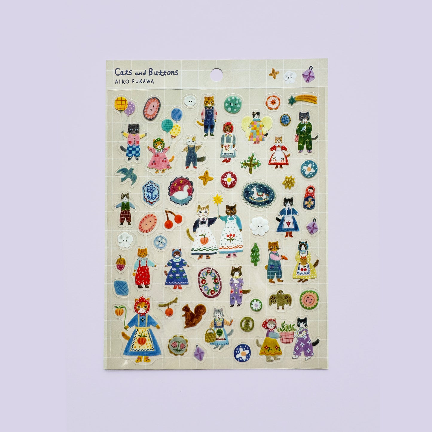 Cats And Buttons Clear Sticker sheet