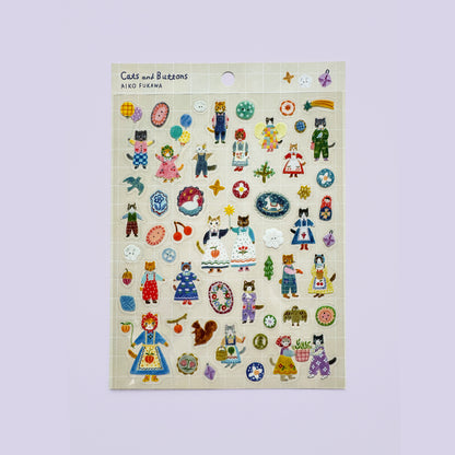 Cats And Buttons Clear Sticker sheet