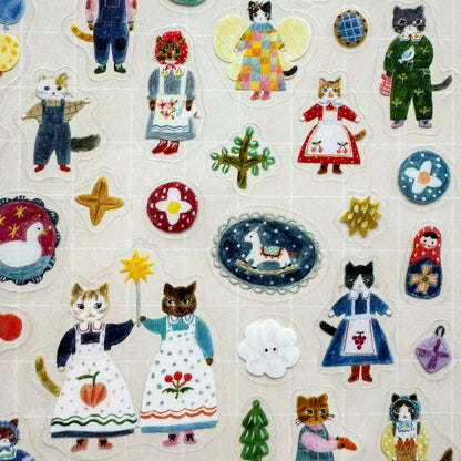 Cats And Buttons Clear Sticker sheet
