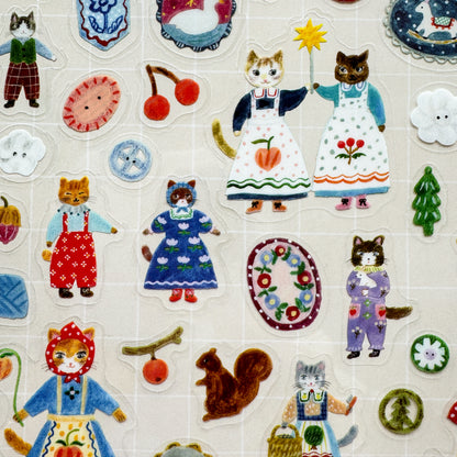 Cats And Buttons Clear Sticker sheet