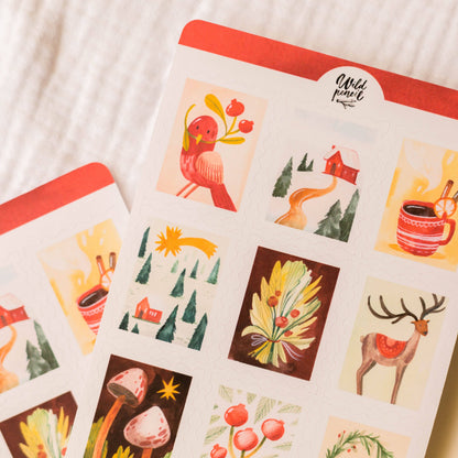 Christmas Stamps Sticker Sheet