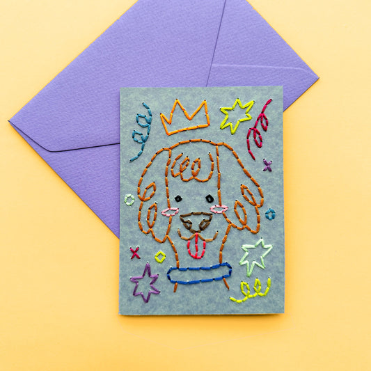 Dog embroidery card