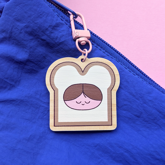 Wooden Bread Friend Keychain