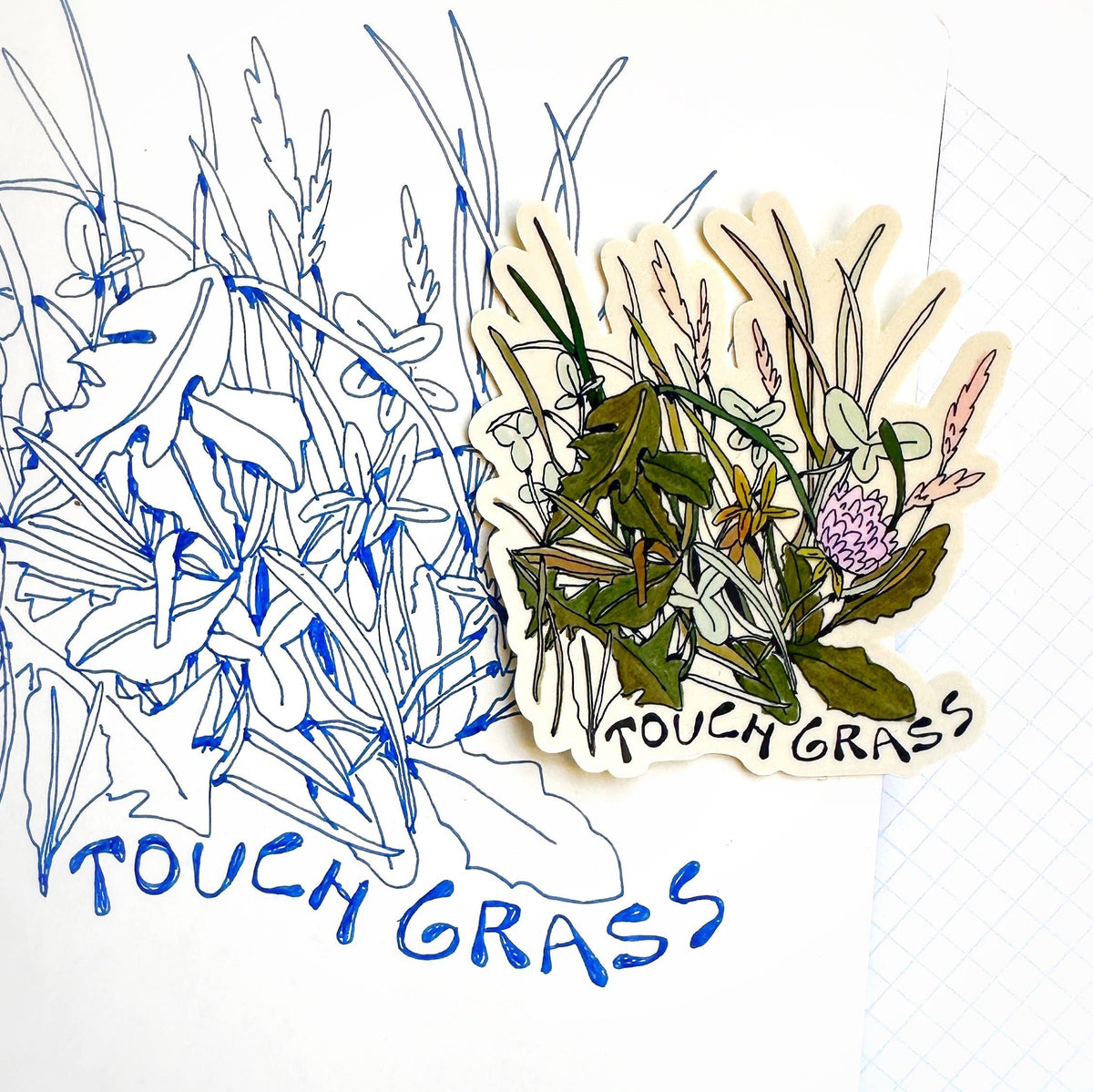 Touch grass vinyl sticker