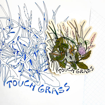 Touch grass vinyl sticker