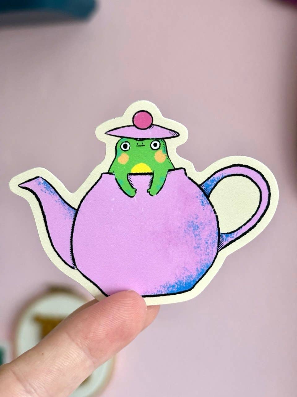Frog in Teapot Matte Sticker