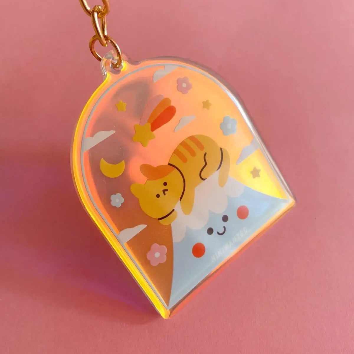 Cat on Mount Fuji Keychain