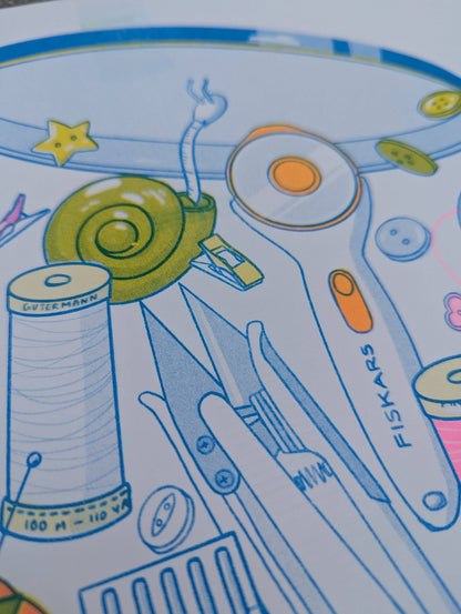 Butter Cookie Sewing Supplies -  Risograph Print: Small
