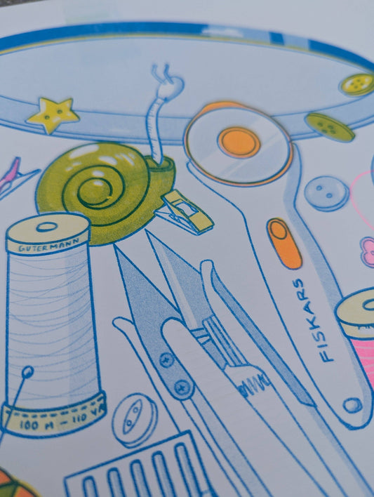 Butter Cookie Sewing Supplies -  Risograph Print: Small