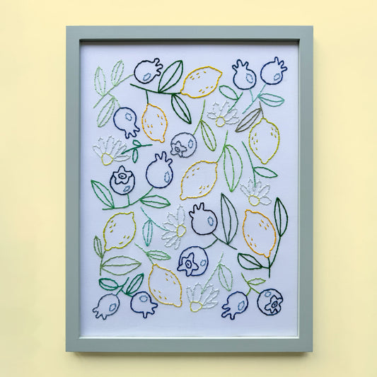 Berries and Citrus Embroidery Wall Art A3