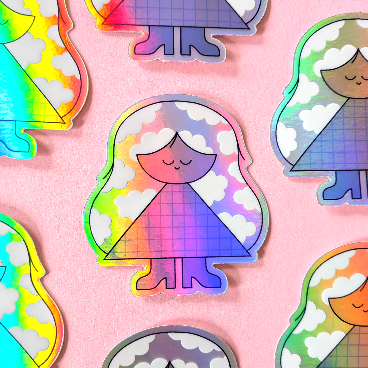 Head in the clouds holographic sticker