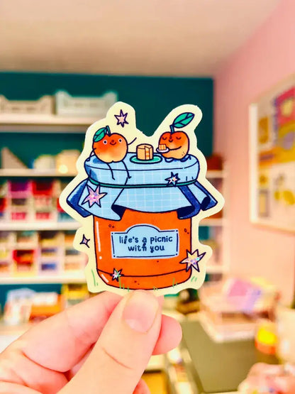Apricot Picnic Glitter Sticker