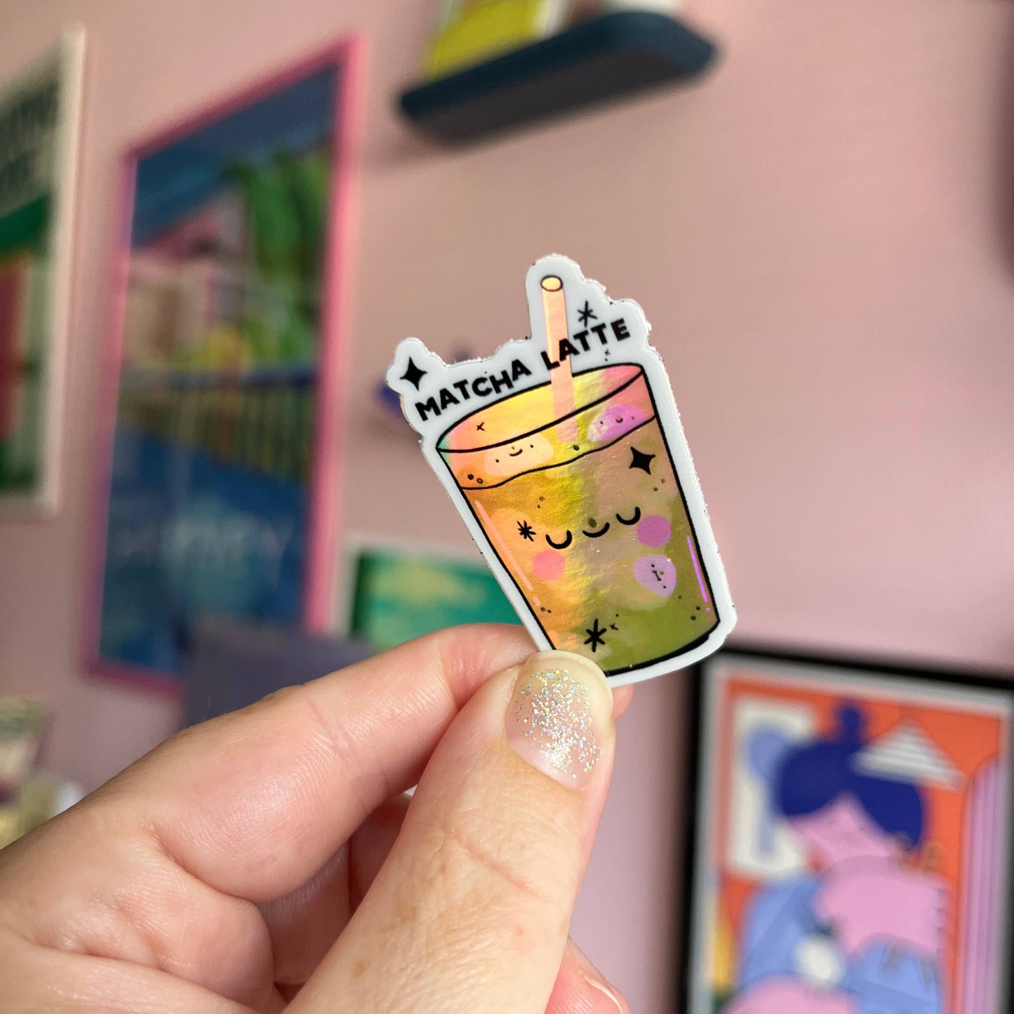 Holographic Matcha Latte Sticker