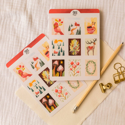 Christmas Stamps Sticker Sheet