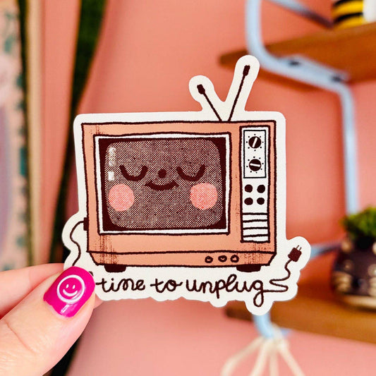 Time to Unplug Retro TV Vinyl Sticker