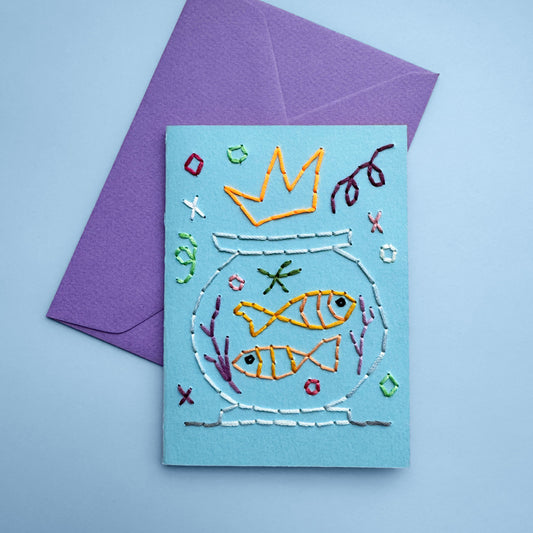 Fish bowl embroidery card