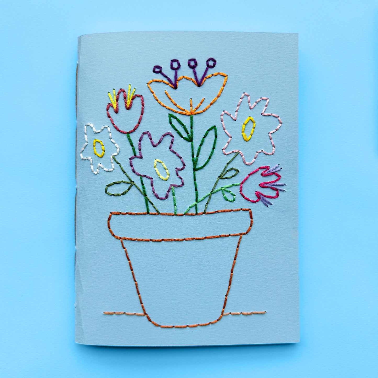 Potted flowers embroidery notebook