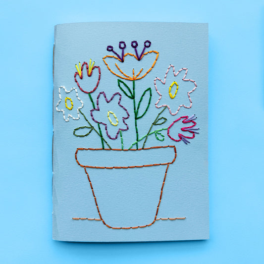 Potted flowers embroidery notebook