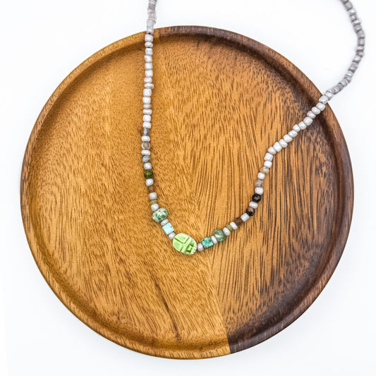 Green Scarab Bead Necklace