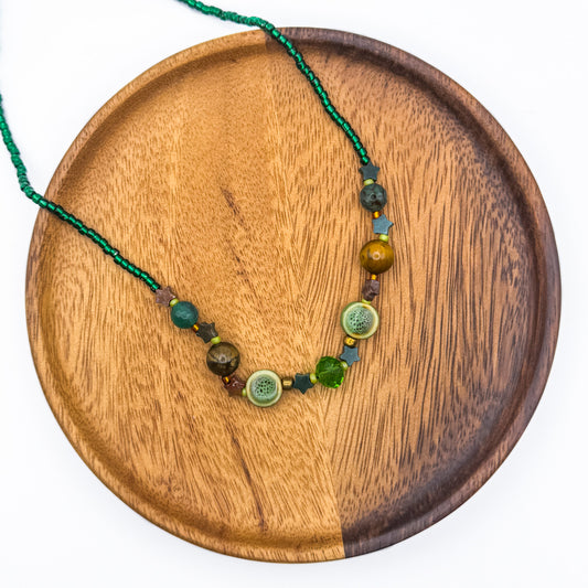Green Stars Bead Necklace