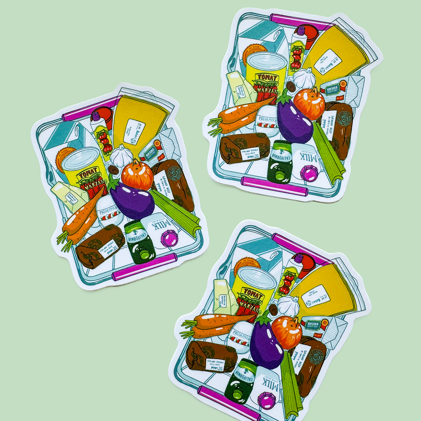 Party Lasagna Grocery Basket Vinyl Sticker