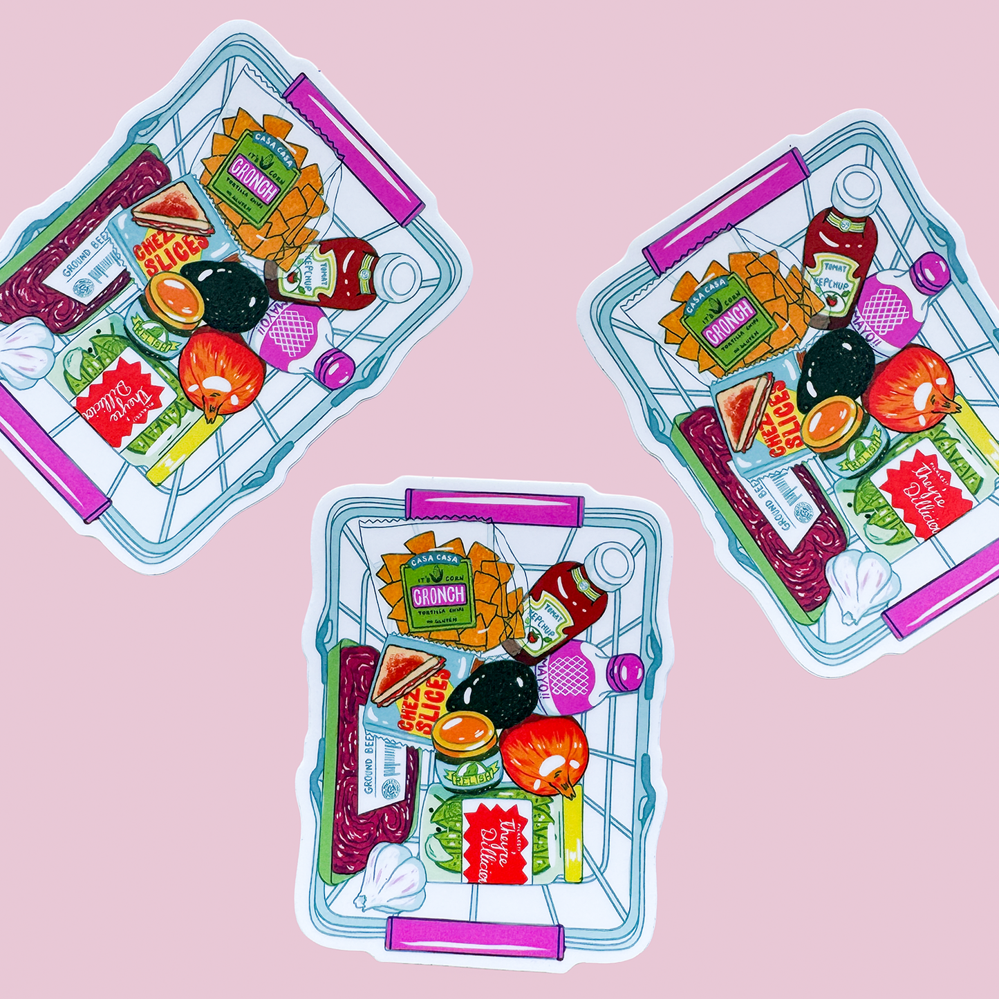 Cheeseburger Grocery Basket Vinyl Sticker