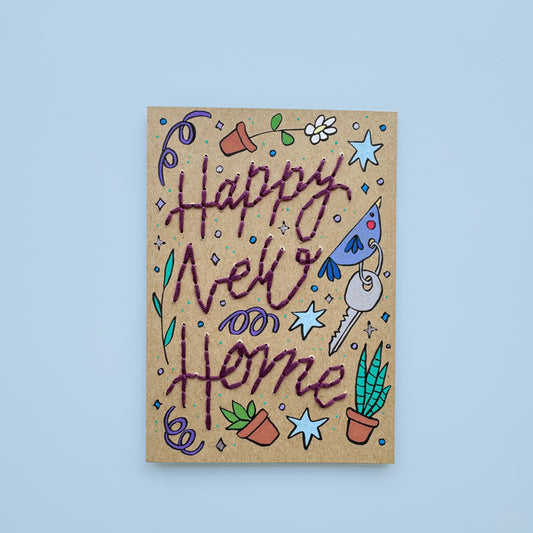 Happy new home embroidery card