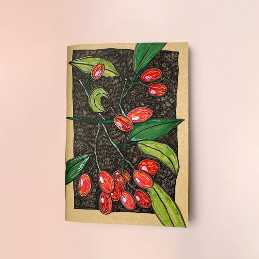Red berries botanical notebook