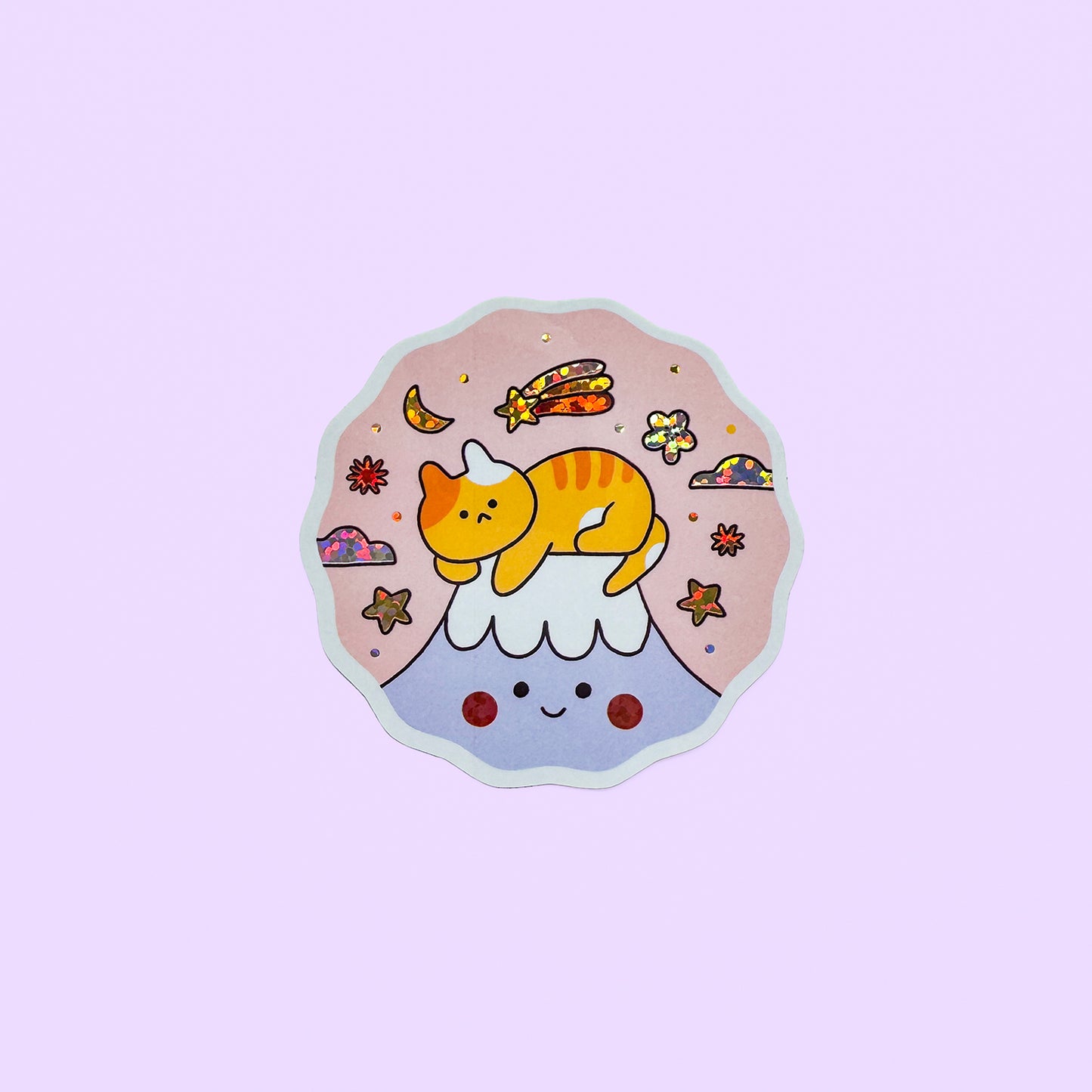 Cat on Mount Fuji Sticker