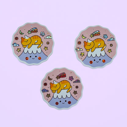 Cat on Mount Fuji Sticker