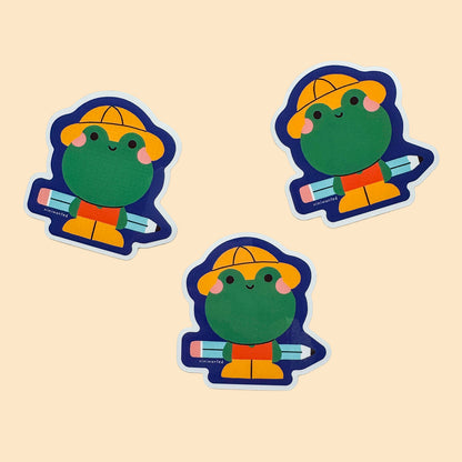 Frog at School Sticker