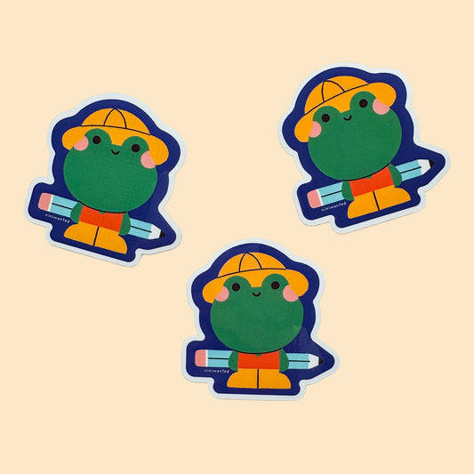 Frog at School Sticker