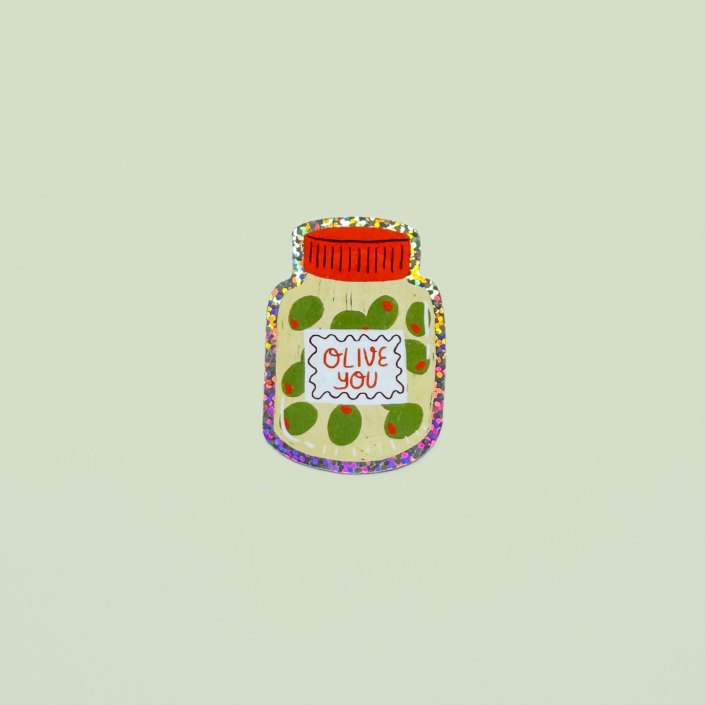 Olive You Glitter Sticker