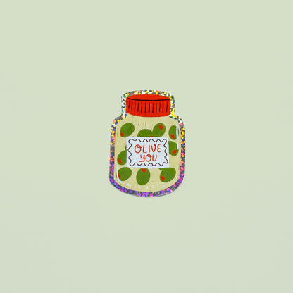 Olive You Glitter Sticker