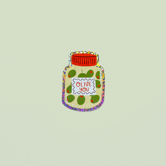 Olive You Glitter Sticker