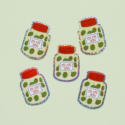 Olive You Glitter Sticker