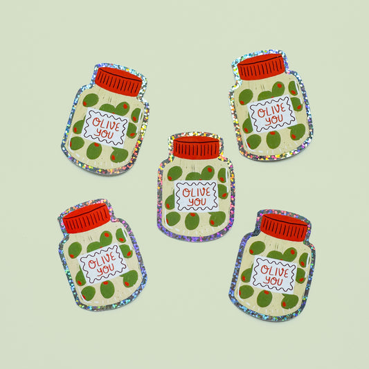 Olive You Glitter Sticker
