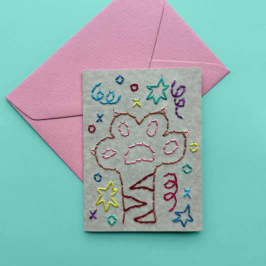 Paw embroidery card