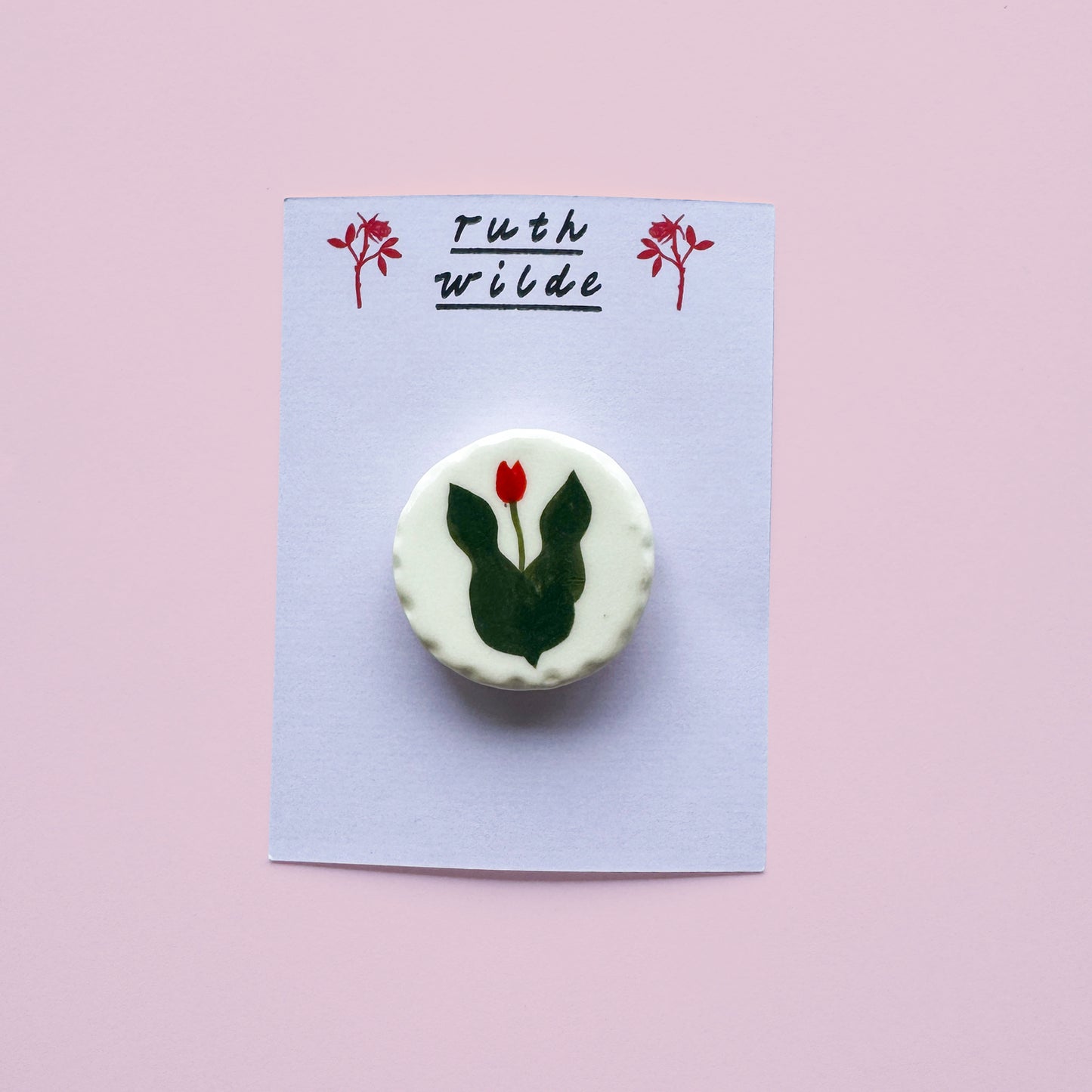 Tulip brooche: White round tulip