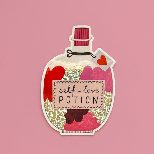 SELF-LOVE POTION glitter sticker