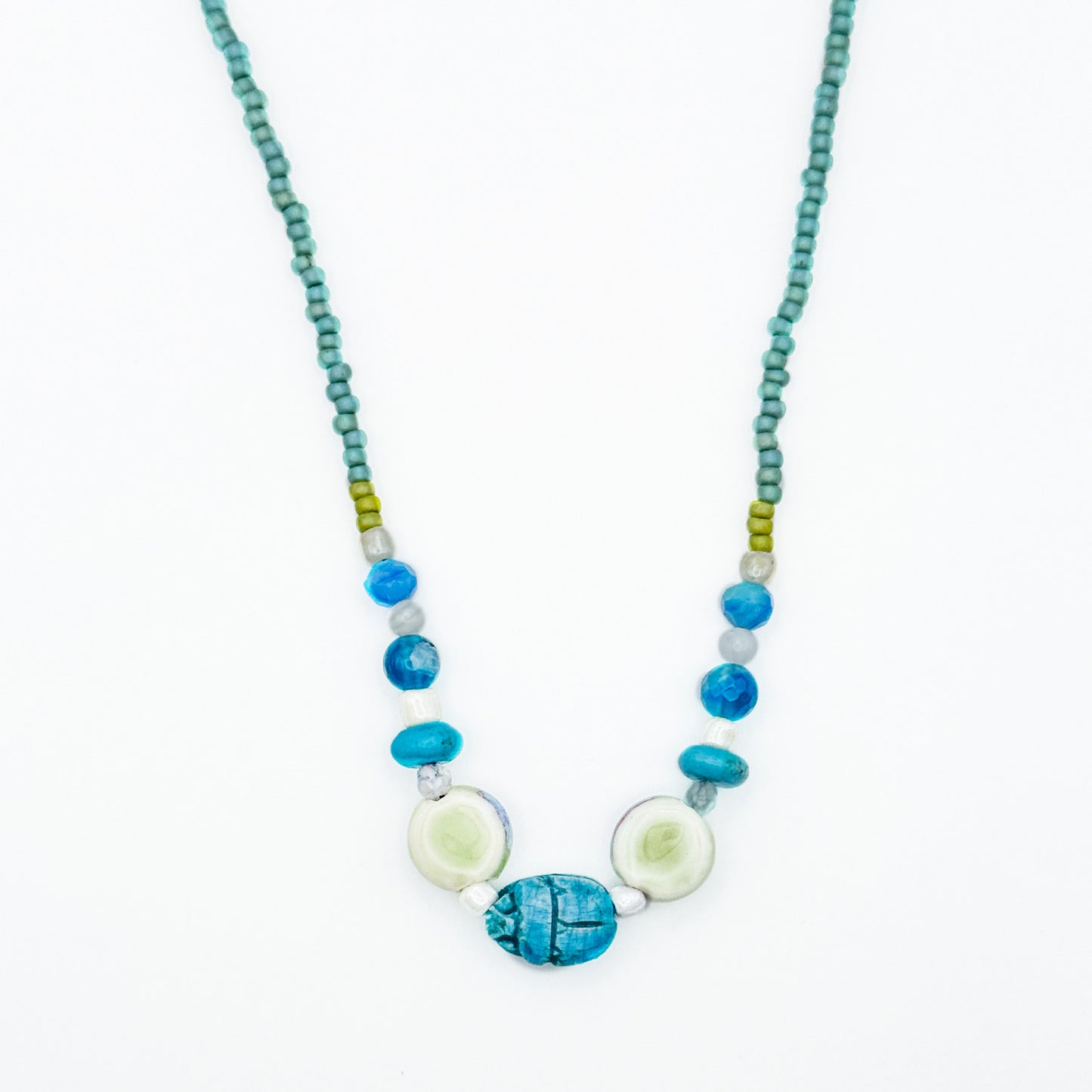 Turquoise Scarab Bead Necklace II