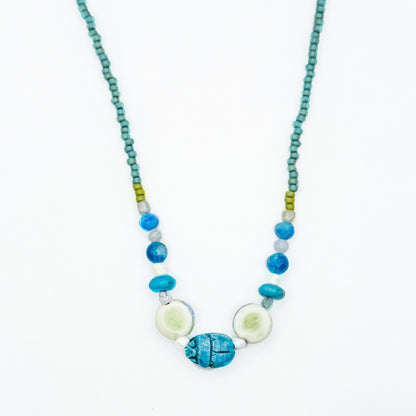 Turquoise Scarab Bead Necklace II