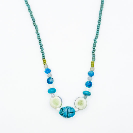 Turquoise Scarab Bead Necklace II