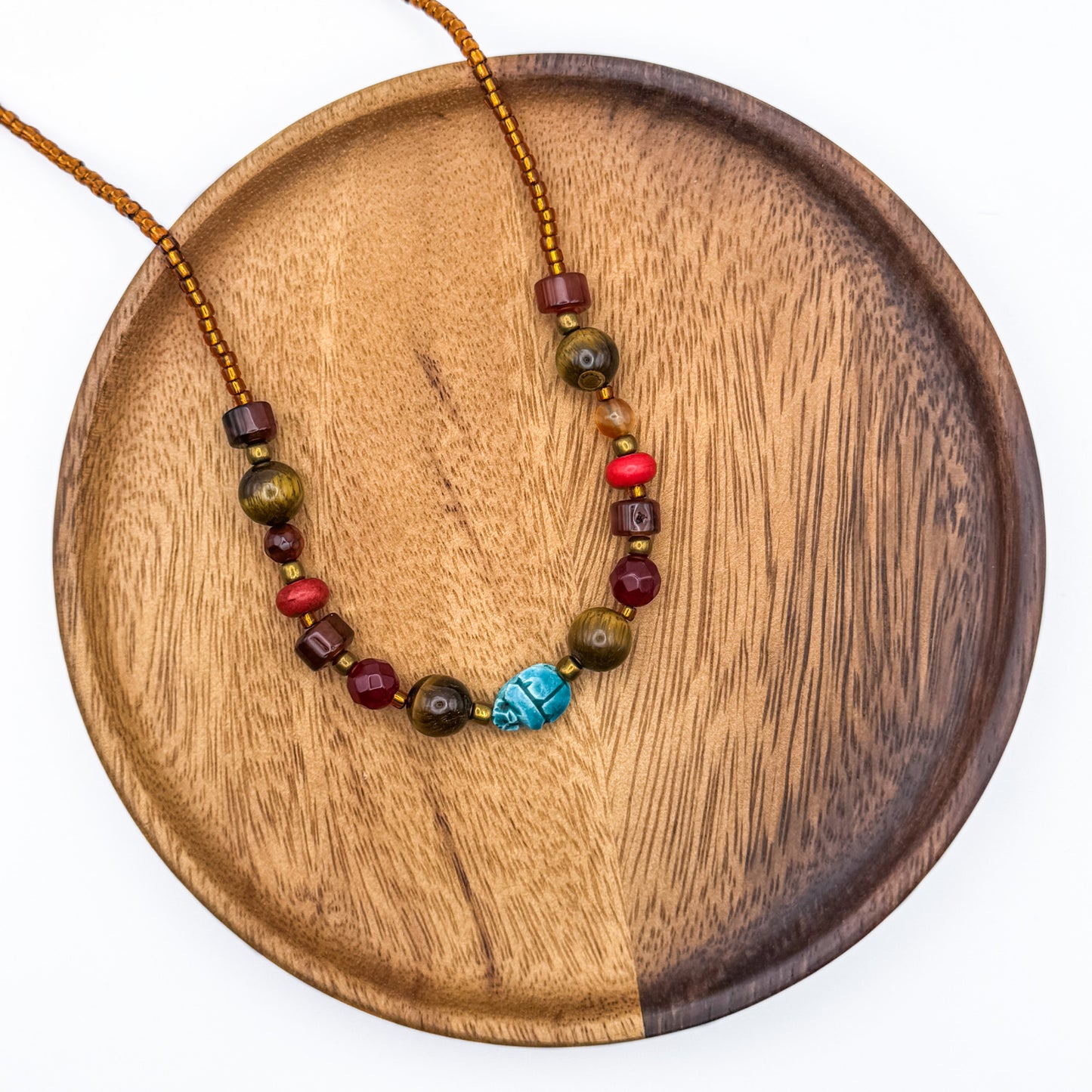 Turquoise Scarab Bead Necklace I